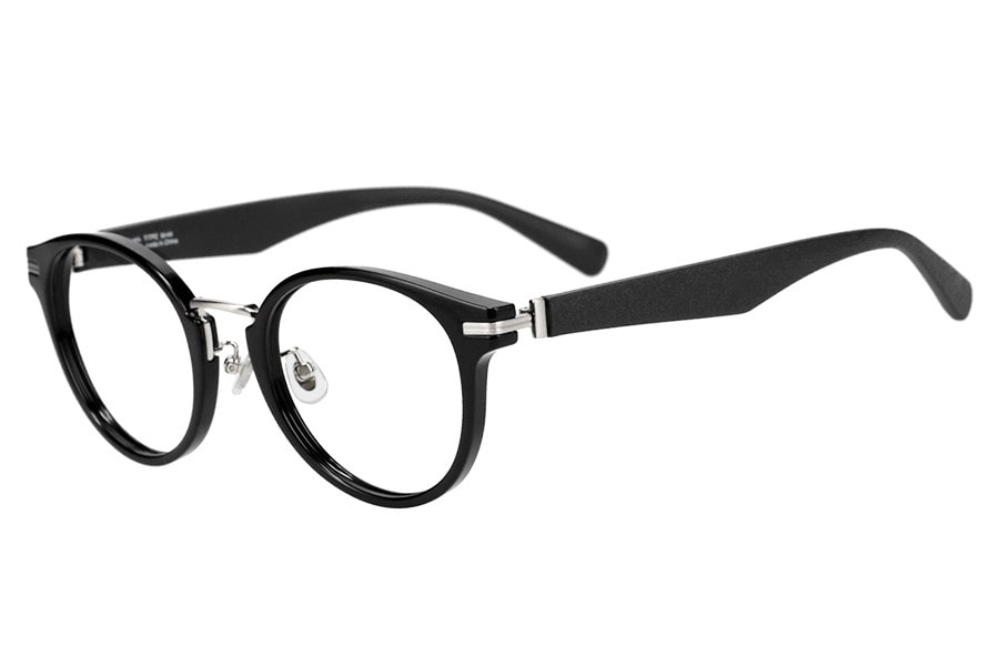 ラバーテンプルが特徴のボストン型メガネ[中顔面短縮みえメガネ