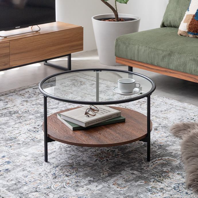 g147011]【幅60cm】Junon ガラス天板センターテーブル ガラステーブル