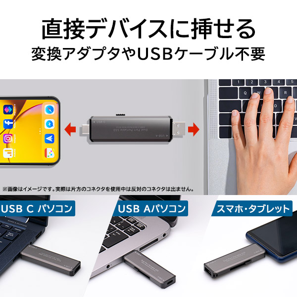 SSD 外付け 500GB 高速 SSD 外付け type-C type-A 両対応 USB3.2 Gen2