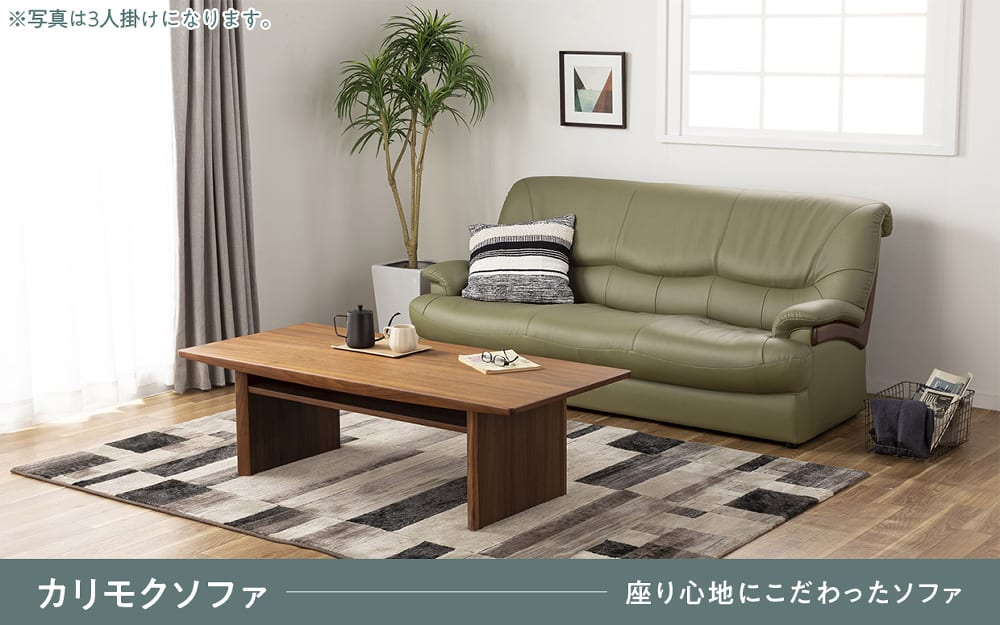 カリモク］【地域限定】3人掛ソファ Z12253SPG グリーン(ルーク)(3人