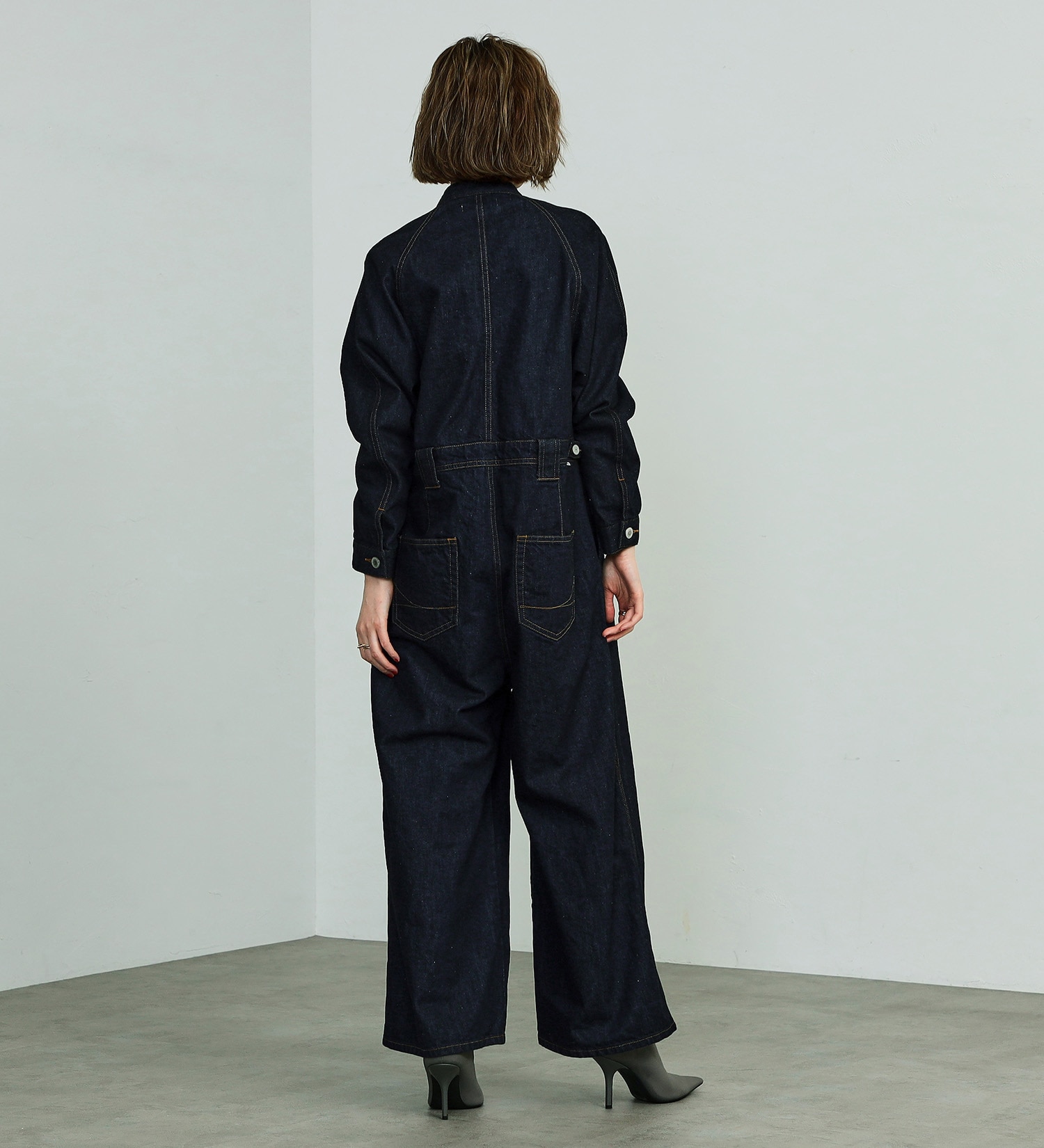 試着対象】atelier SOMETHING STAND COLLAR JUMP SUIT/スタンドカラー