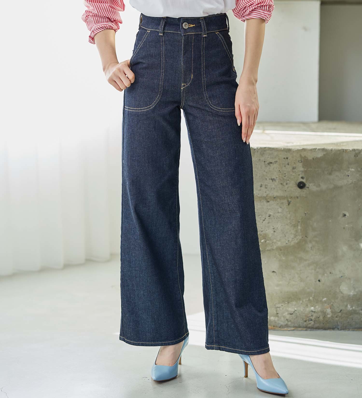 SOMETHING LISAレースアップワイドデニムパンツ|SOMETHING|サムシング