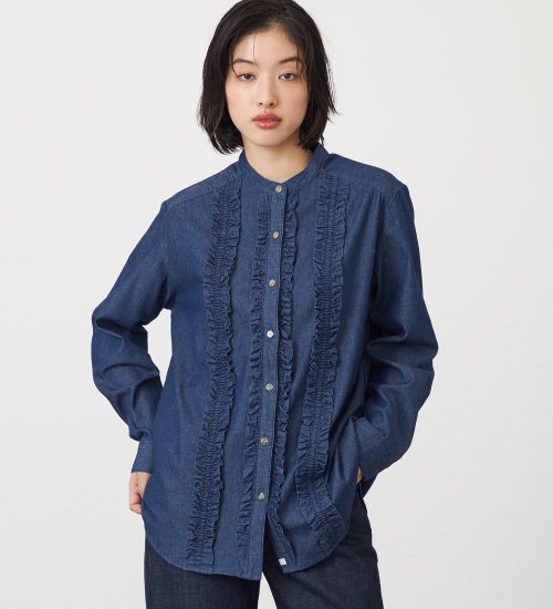 FINAL SALE】SOMETHING フリルカラーデニムブラウス|SOMETHING|サムシング