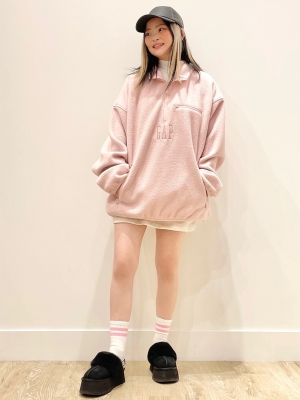 Gap公式オンラインストア | ボア オーバーサイズ ハーフジップ GAPロゴ