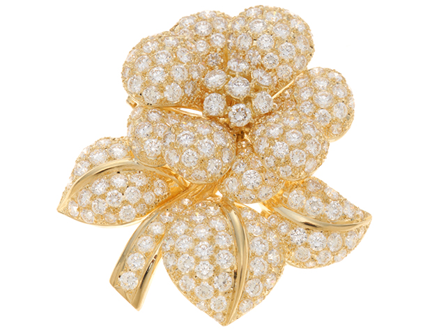 Vintage K18 WGダイヤモンド ブローチ Brooch 約19g Vintage K18 WG