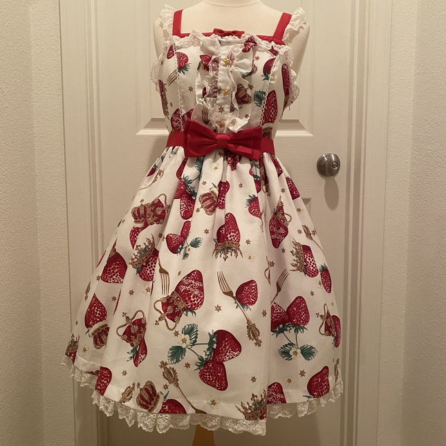 now 131* Angelic Pretty - Royal Crown Berry JSK - white