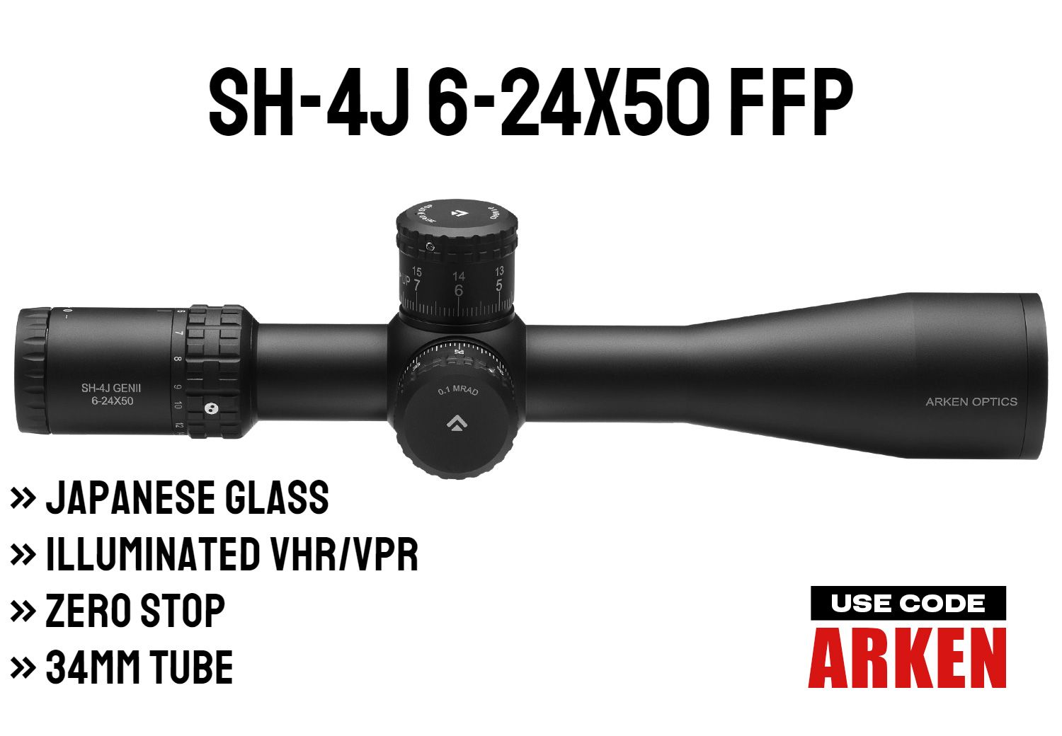 SH4 6-24X50 GEN2 FFP MIL VPR Illuminated Reticle with Zero Stop
