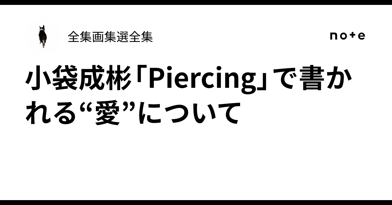 小袋成彬「Piercing」で書かれる“愛”について｜全集画集選全集