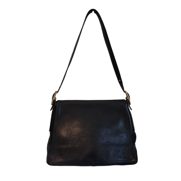 Coach | Bags | Vintage Coach Black Leather Studio Flap Shoulder