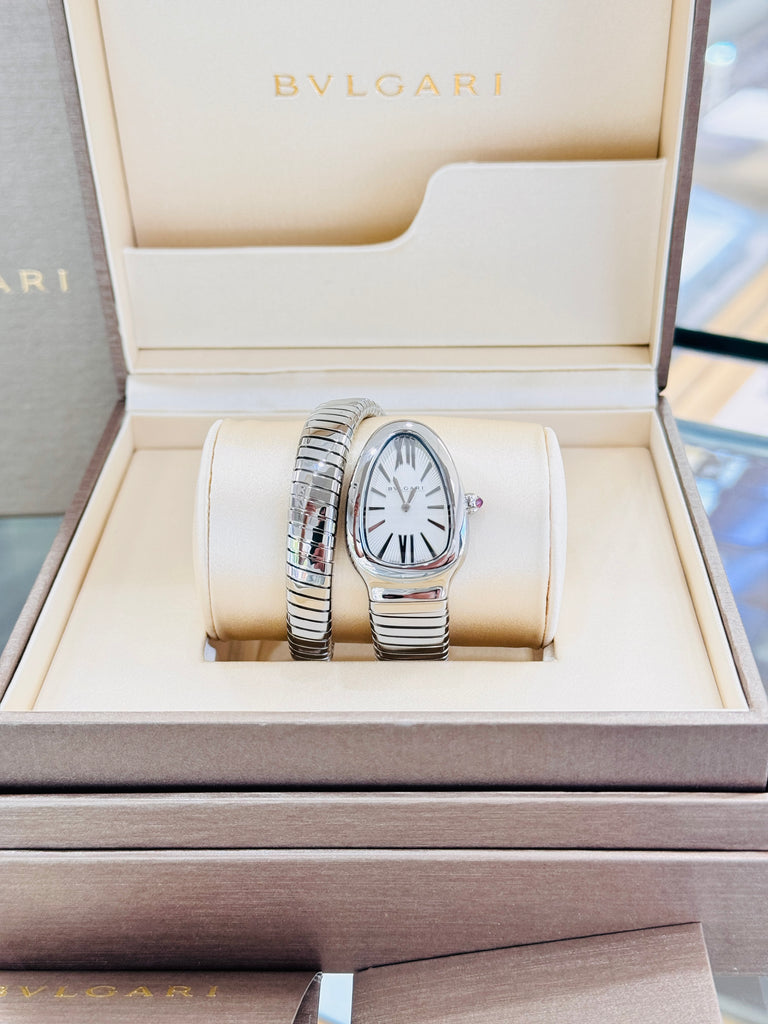 Bulgari Serpenti 101817 Tubogas 35mm Stainless Steel Silver Dial