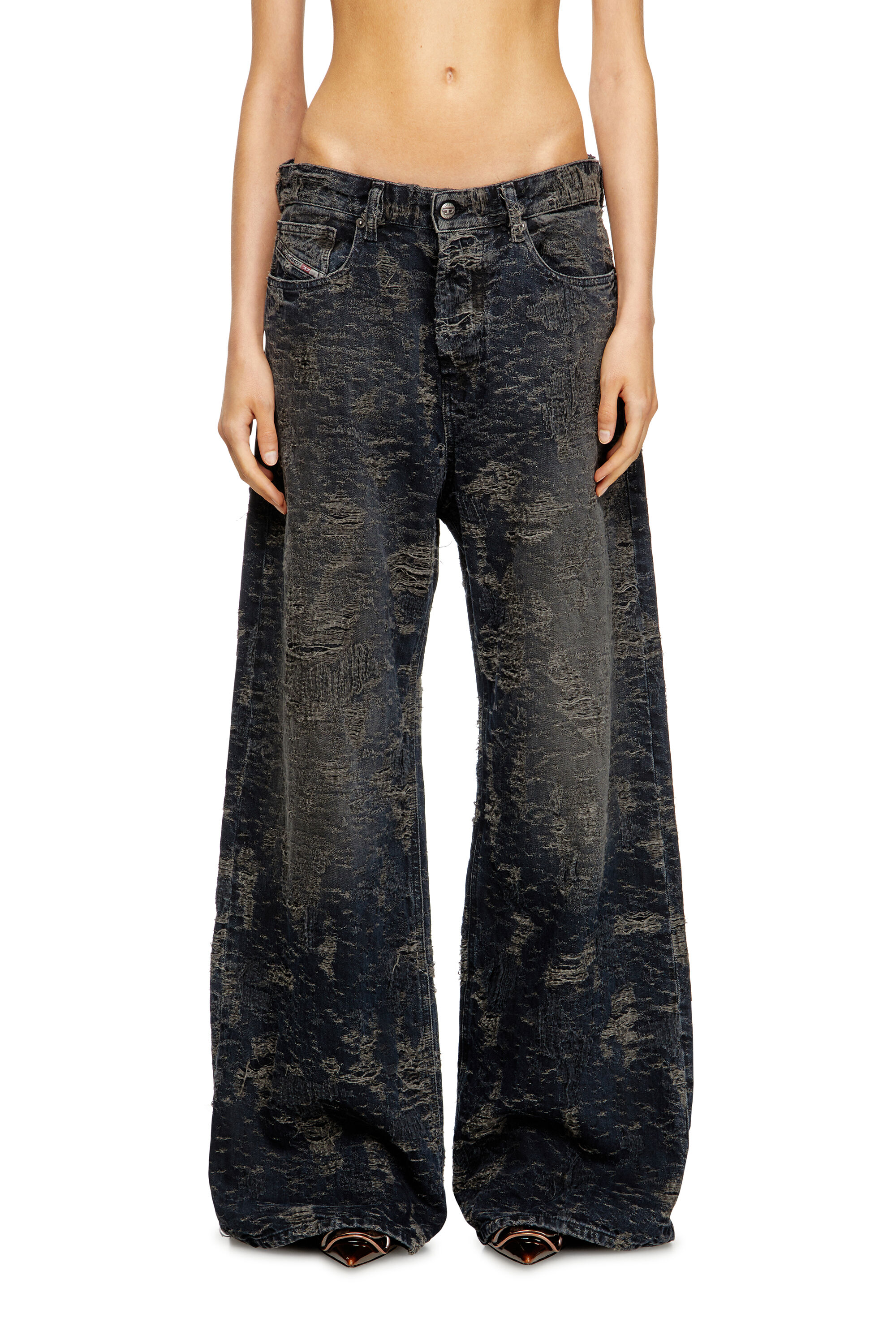 Women's Relaxed Jeans | Black/Dark grey | Diesel 1996 D-Sire