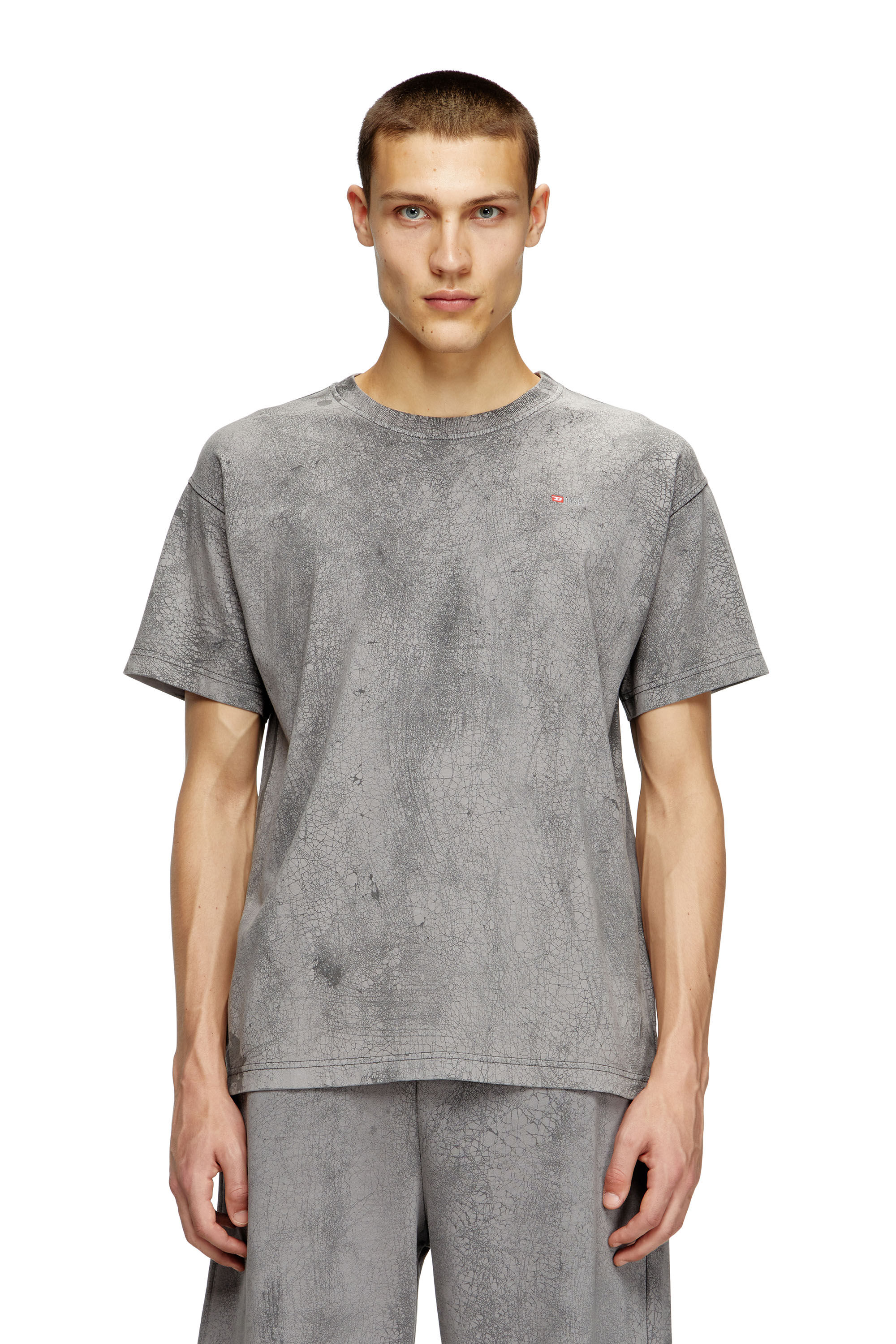 Men's T-shirt in waxed jersey | Grey | Diesel