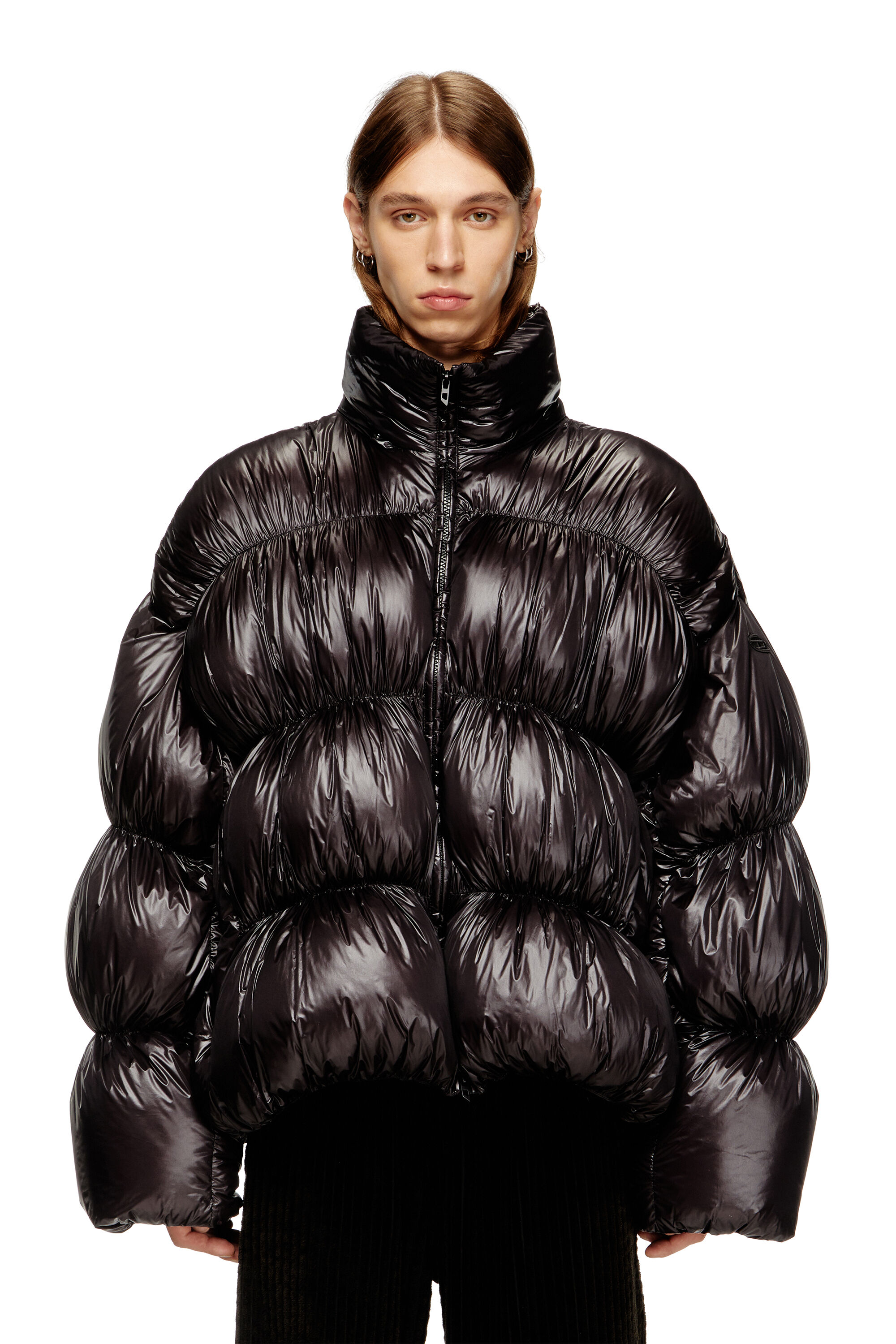 Men's Hooded down jacket with bubble effect | Black | Diesel