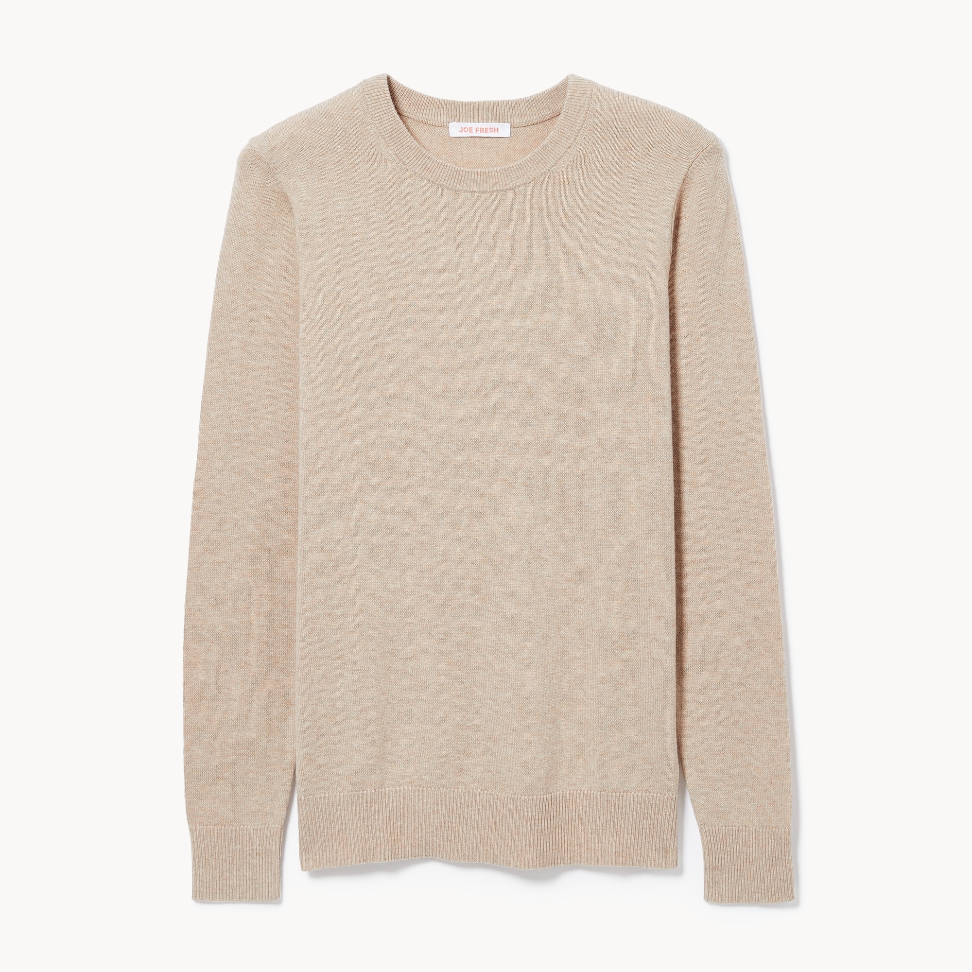 Cotton Cashmere Crew Neck Sweater in Oat Mix from Joe Fresh