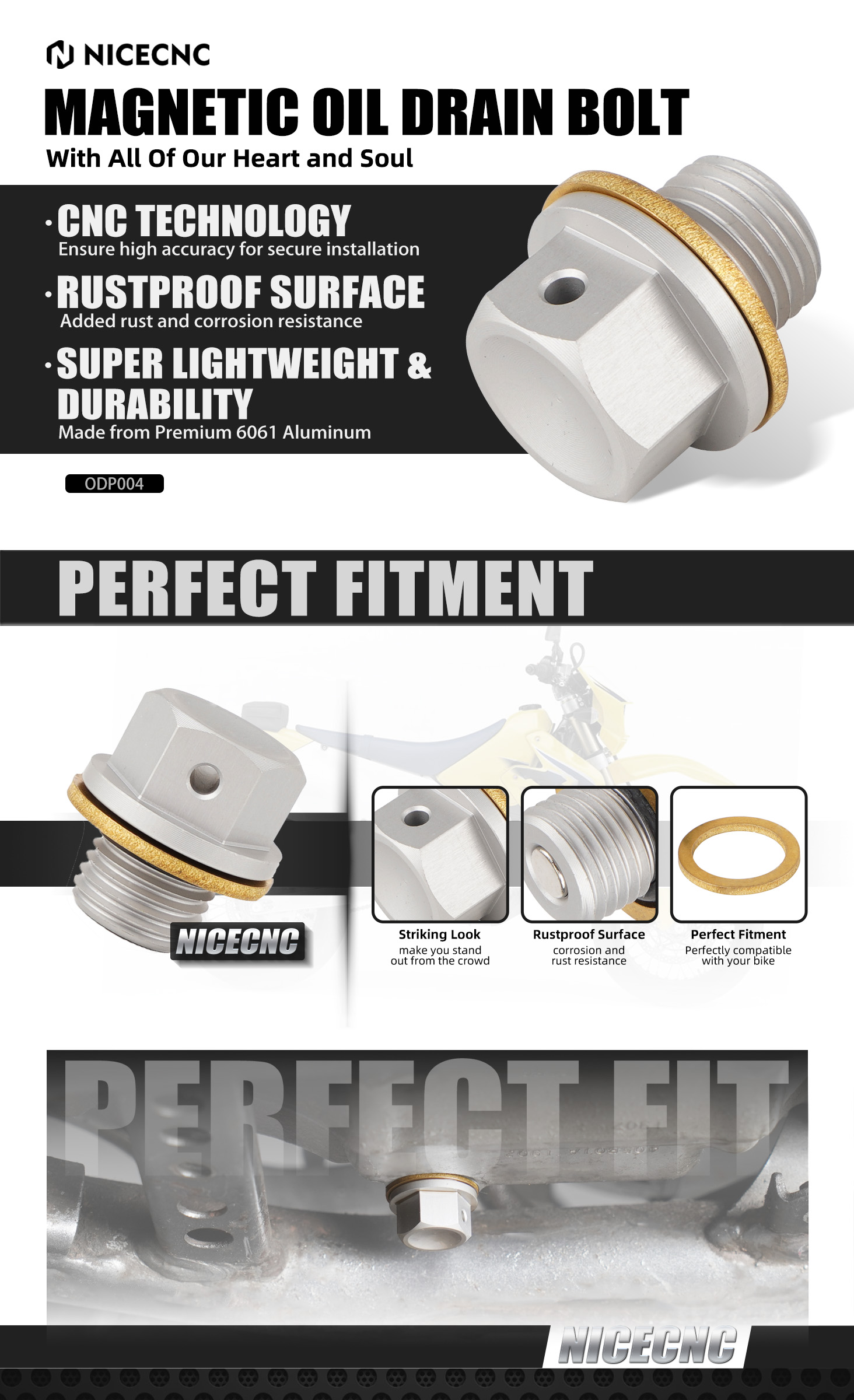 CNC Magnetic Oil Drain Plug For Suzuki Quadsport Z250 Z400 LTZ250