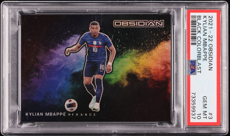 2021 Panini Obsidian Black Colorblast Kylian Mbappe #3 PSA 9 MINT