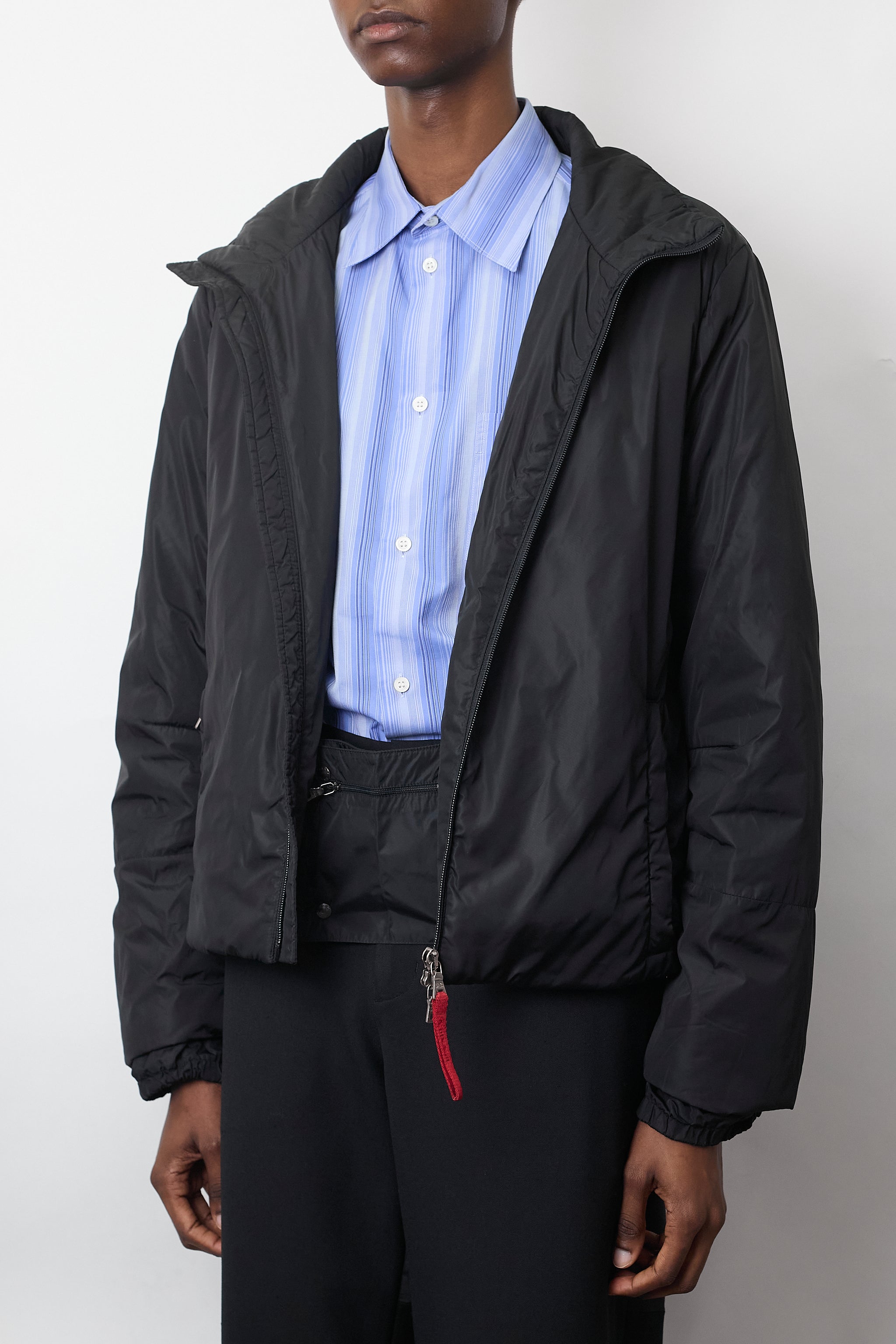 PRADA SPORT BLACK TECH NYLON PADDED SHORT JACKET – DISSONANCE