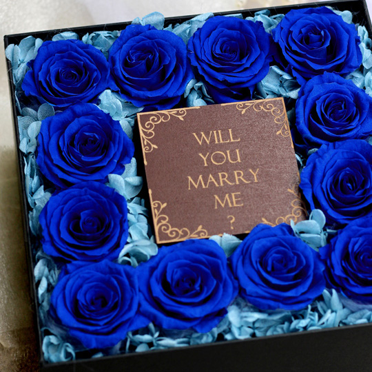 最愛(ブルー) 12輪の青バラ BOXフラワー/プリザーブドフラワー【送料無料】