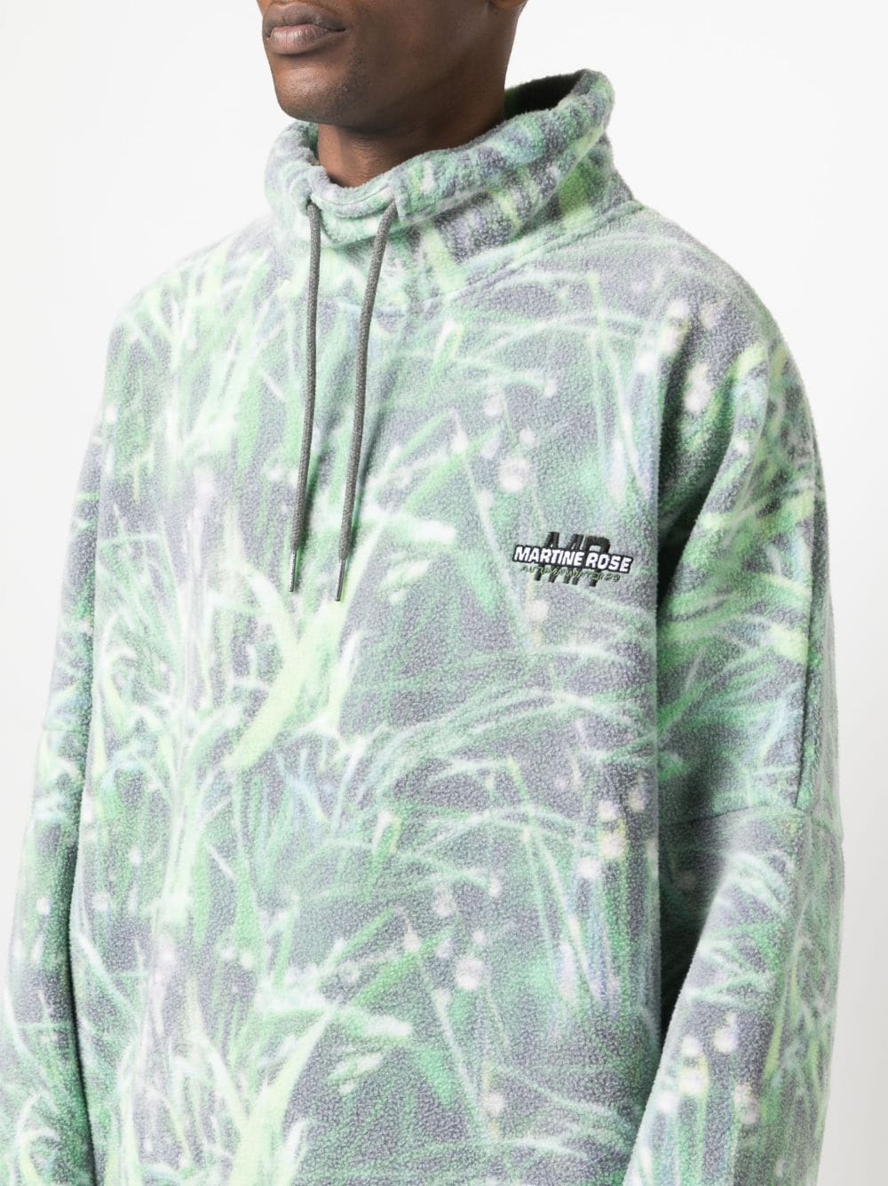 MARTINE ROSE-grass-print fleece-texture sweatshirt-MRAW23123