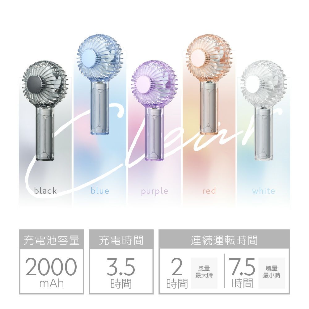 二枚羽根大風量クリアハンディファン ホワイト FSA-54BWH【KA