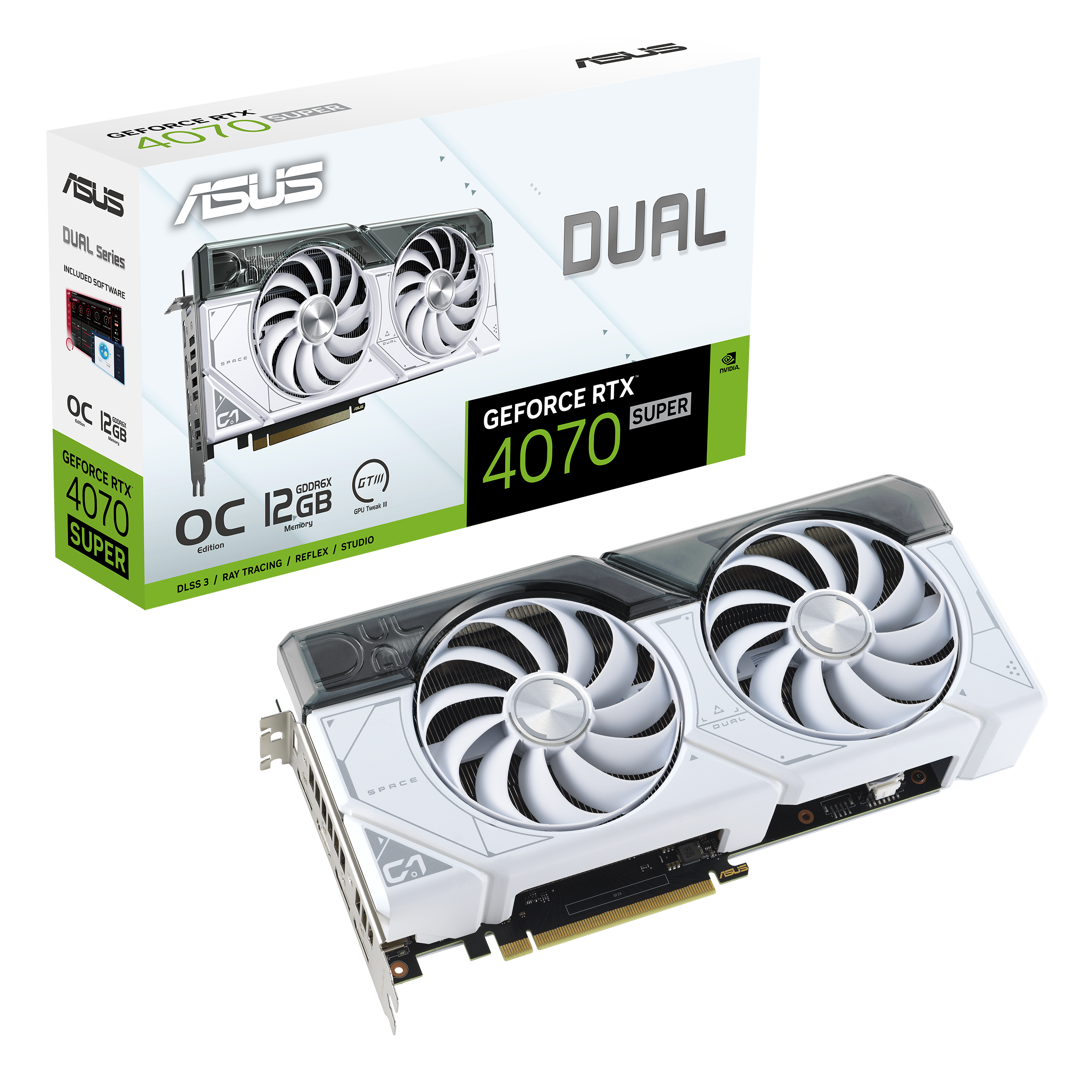 ASUS Dual GeForce RTX™ 4070 SUPER White OC Edition 12GB GDDR6X