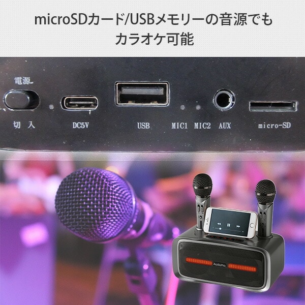 dショッピング |ワイヤレスマイクスピーカー マイク2本付き カラオケ