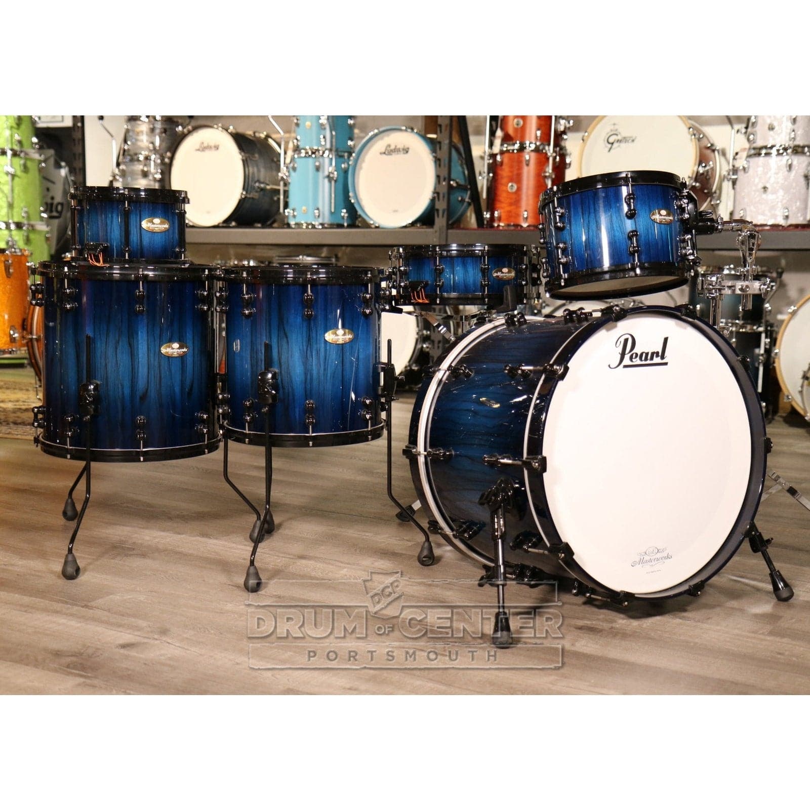 Pearl Masterworks 6pc Drum Set Artisan Blueburst w/Black Chrome Hardwa