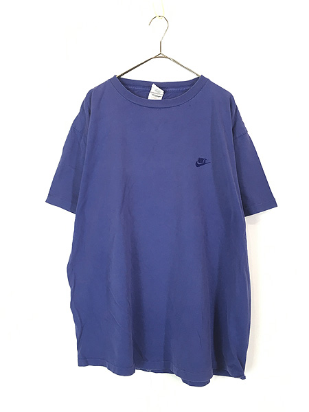 古着 90s USA製 NIKE スウォッシュ ワンポイント ソリッド Tシャツ 紫
