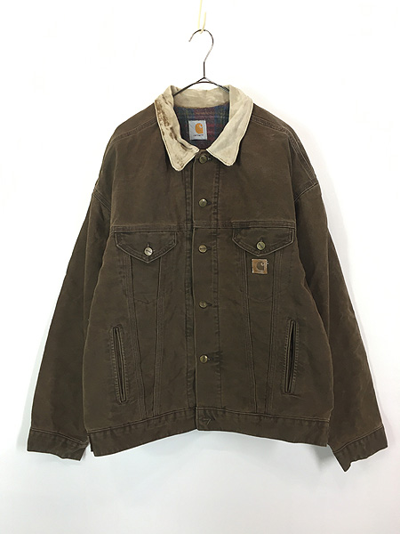 古着 Carhartt 裏地 チェック ブランケット ダークブラウン ダック