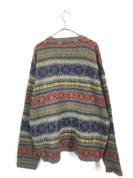 古着 90s J Crew ネイティブ フェアアイル ボーダー ウール ニット