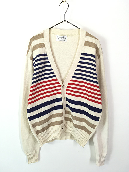 古着 90s USA製 Christian Dior マルチ ボーダー パターン コットン