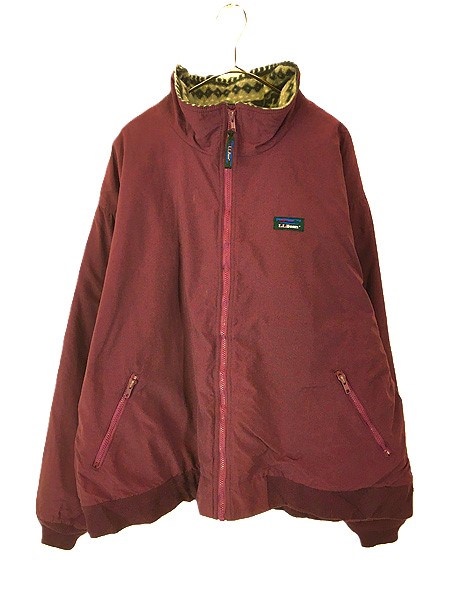 古着 80s LL Bean 「Warm-up Jacket」 総柄 フリース ライナー