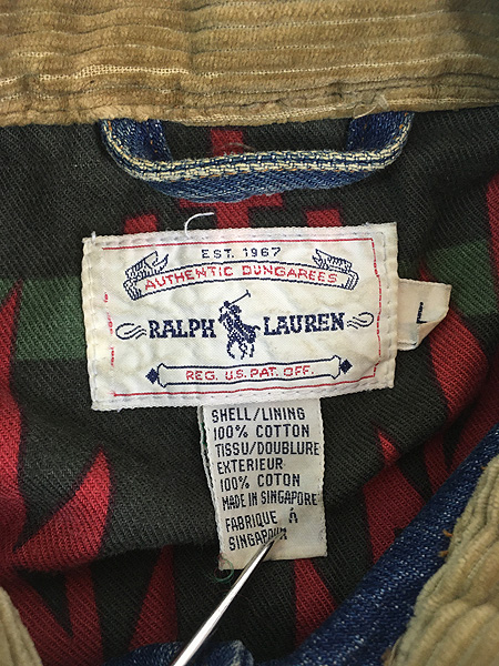 古着 80s Ralph Lauren ネイティブ ライナー デニム ワーク
