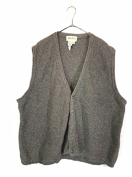 古着 90s USA製 Eddie Bauer ワッフル コットン ニット カーディガン