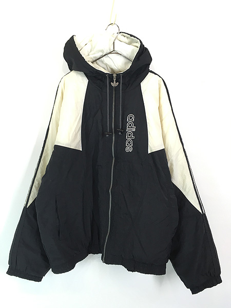 古着 90s adidas BIG ロゴ & トレフォイル パデット フーデッド