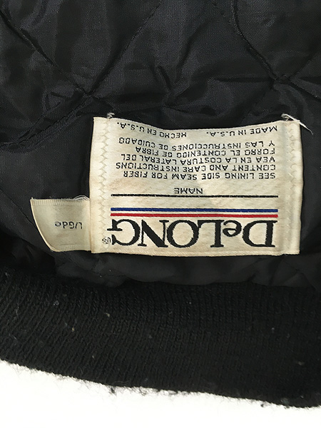 古着 90s USA製 DeLON 豪華 チェーン ステッチ パデッド 本革 レザー袖