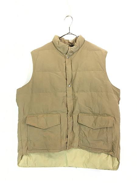 古着 70-80s WoolRich 60/40 クロス シェル ダウン ベスト ベージュ XL