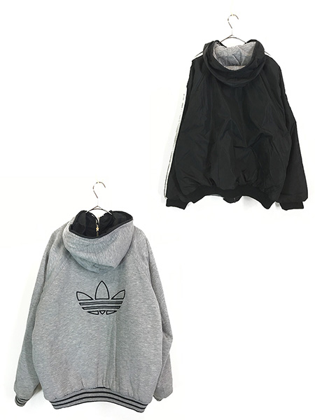 古着 90s adidas ナイロン × スウェット リバーシブル パデット