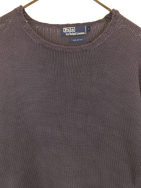 古着 90s Polo Ralph Lauren ポニーなし ソリッド コットン ニット