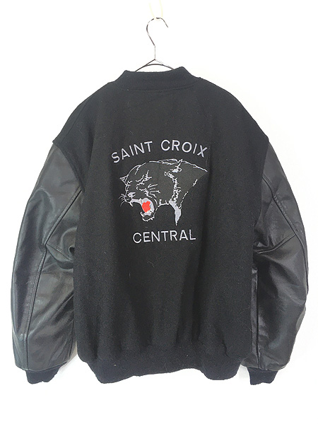 古着 80s USA製 BUTWIN ブラック タイガー 刺しゅう 本革 レザー