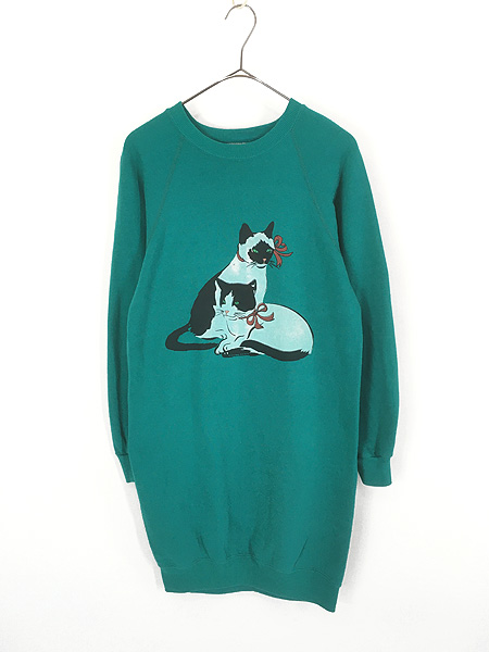 レディース 古着 80s USA製 BW 猫 ねこちゃん アニマル プリント