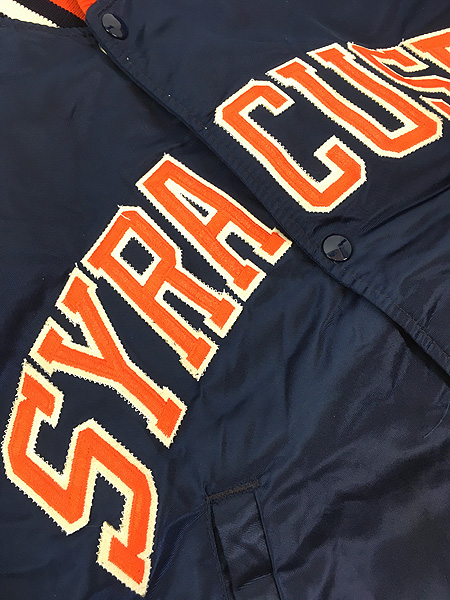 古着 90s USA製 STARTER SYRACUSE 光沢 サテン カレッジ スタジャン