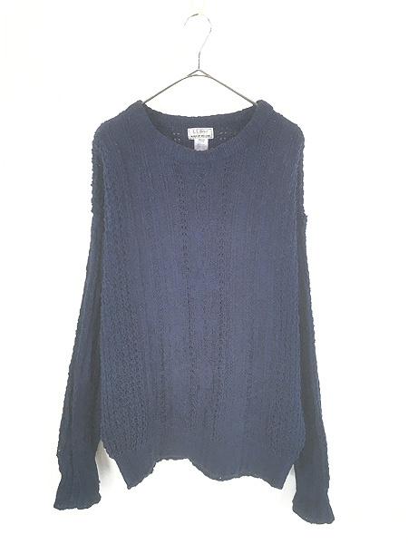 古着 80s ノルウェー製 LL Bean バーズアイ ヘビー ウール ニット