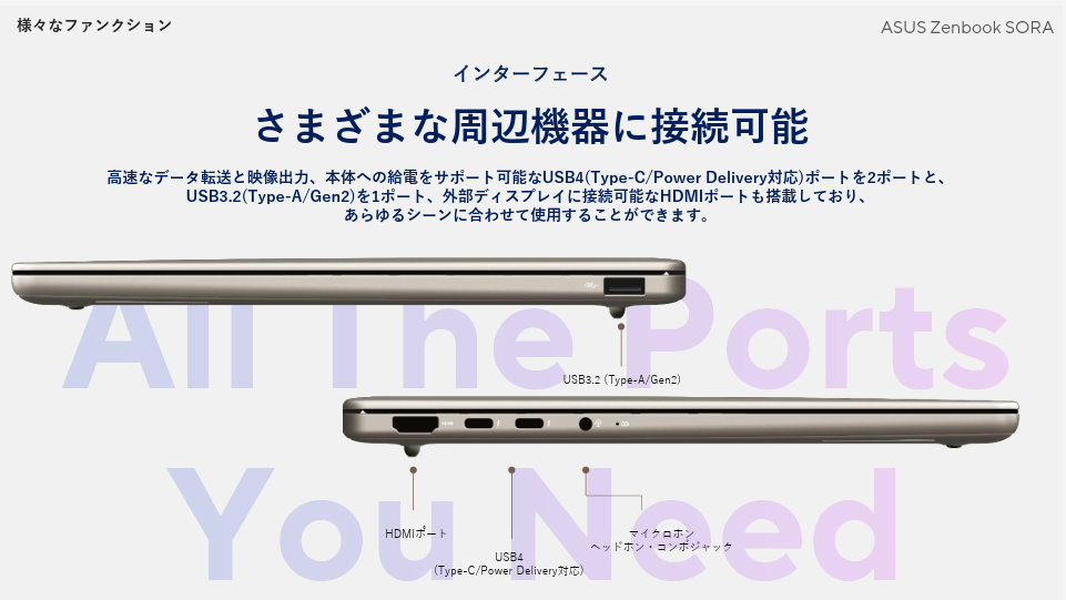 ASUS、Zebookシリーズ4製品を発表。899gのCopilot+ PC「Zenbook SORA