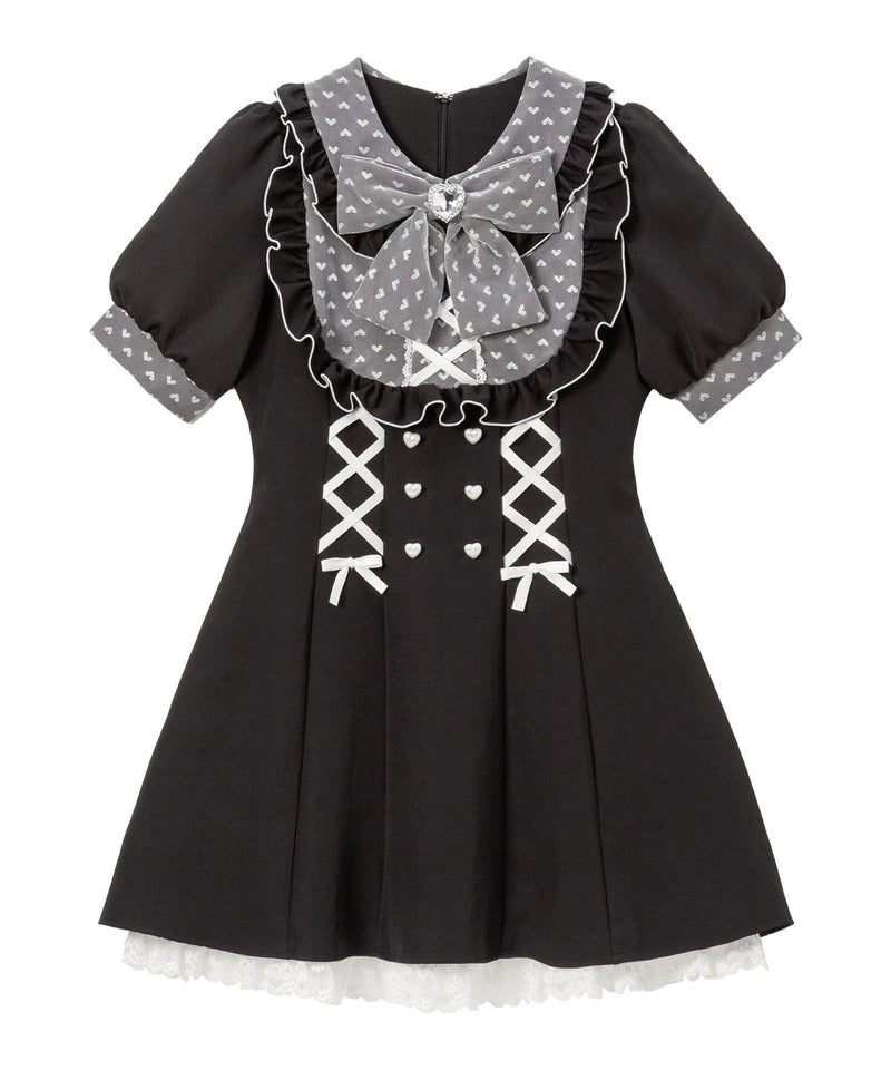 ハートドットヨークレースアップワンピース – レディースファッション