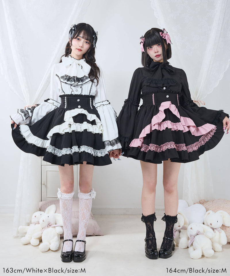 フリルハイネックレースリボンプリンセスブラウス – レディース