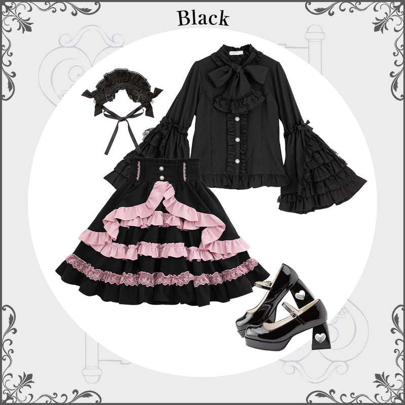 フリルハイネックレースリボンプリンセスブラウス – レディース