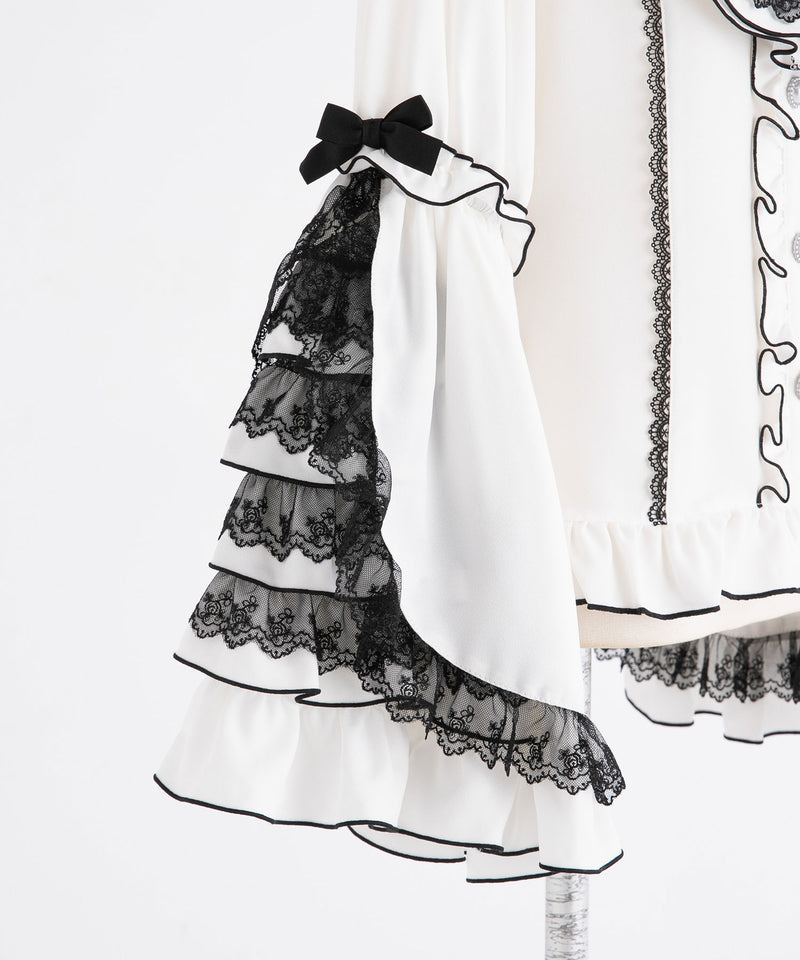 フリルハイネックレースリボンプリンセスブラウス – レディース