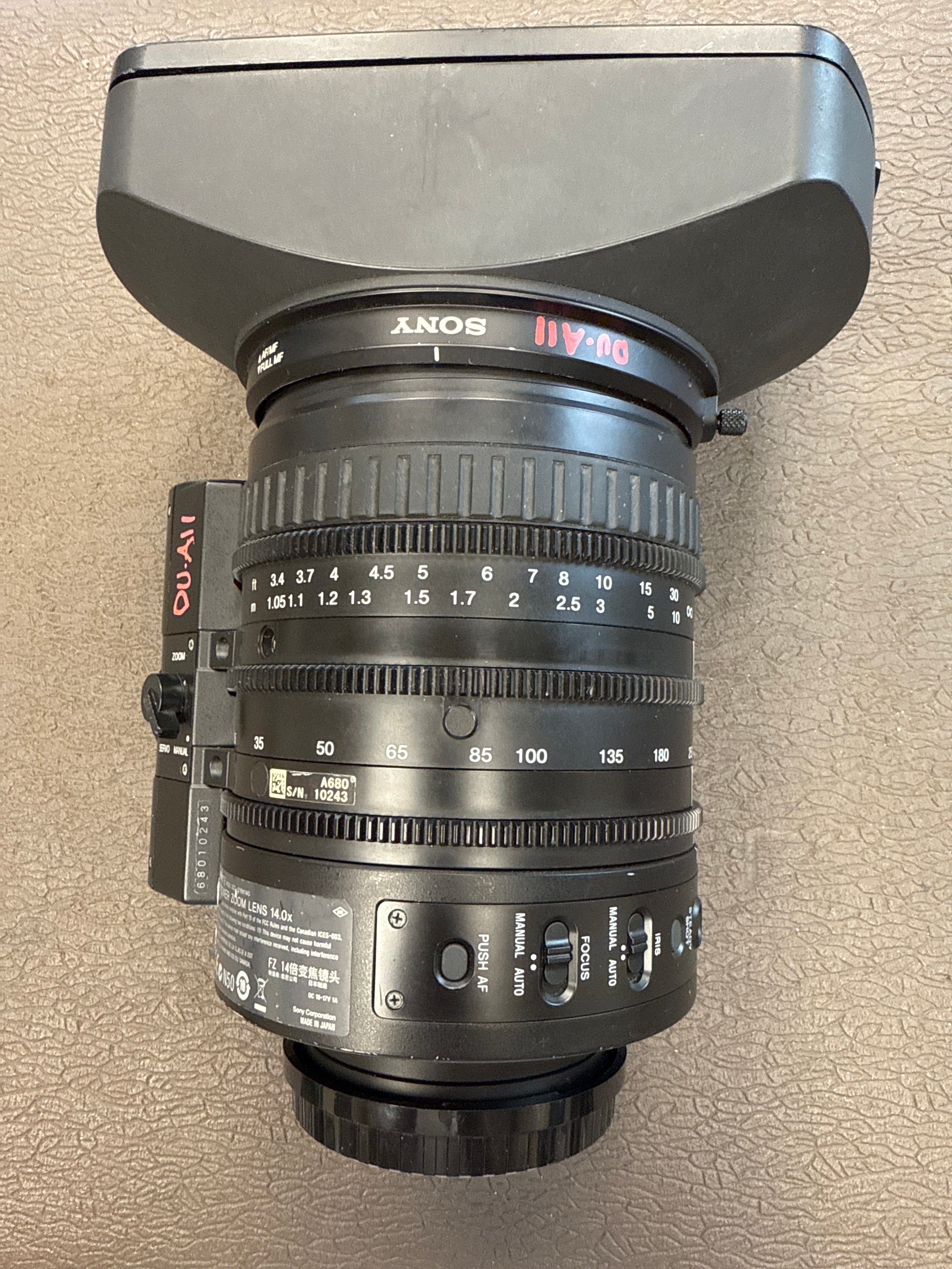 Sony SCL-Z18X140 FZ Mount 14X Power Zoom Lens S# 10243 – Du-All Camera