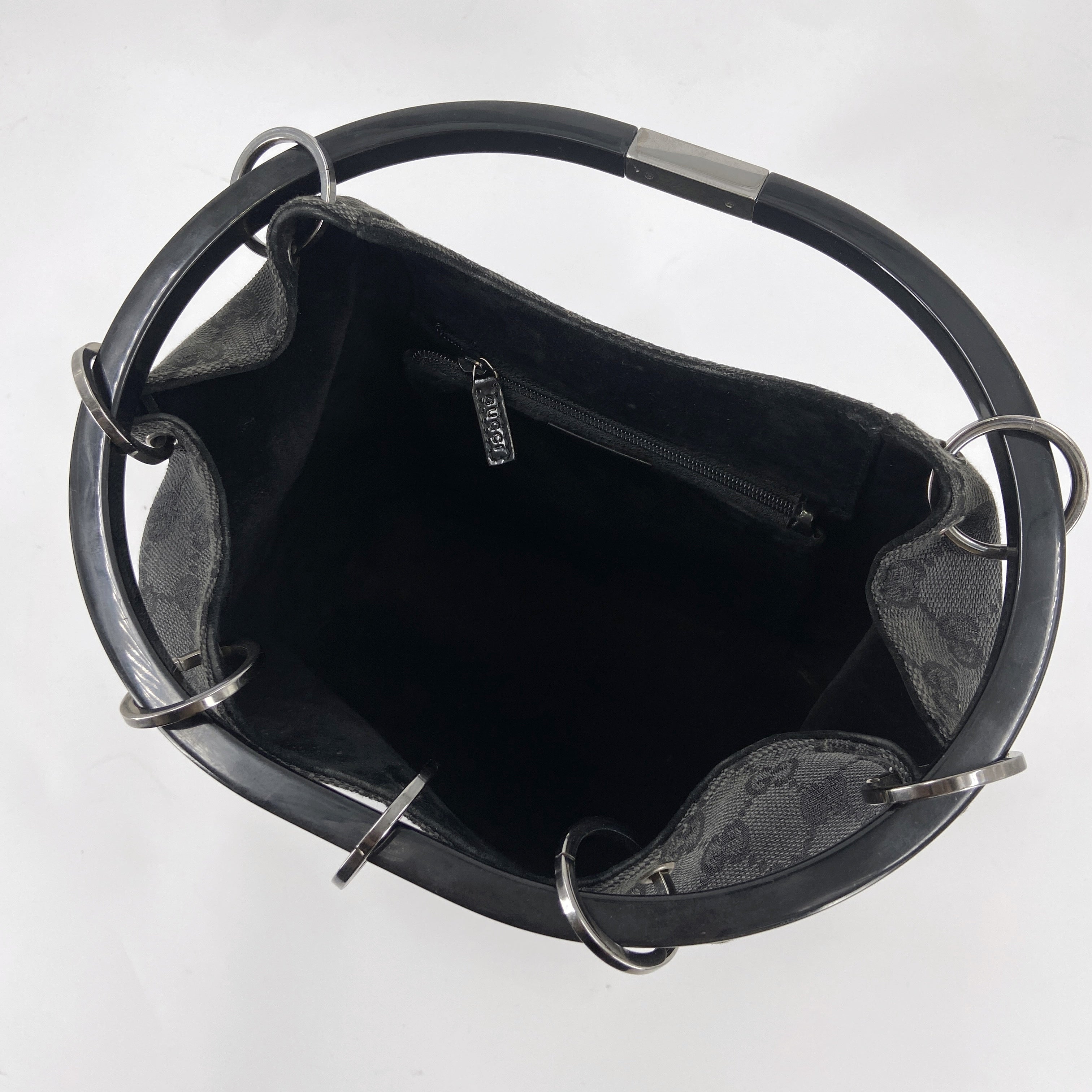 Gucci Fall 1999 Tom Ford Large Black Monogram Bucket Acrylic Ring